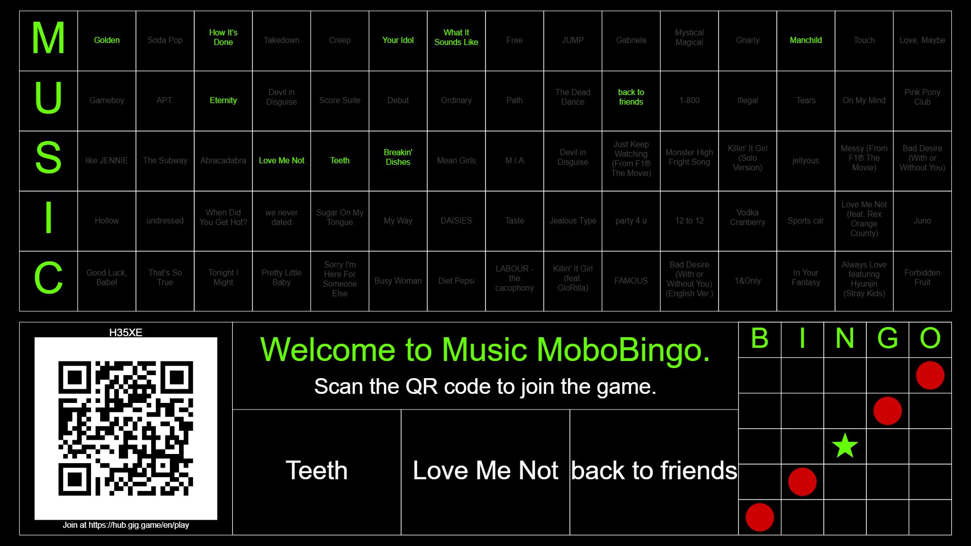 Music Mobo Bingo Hud